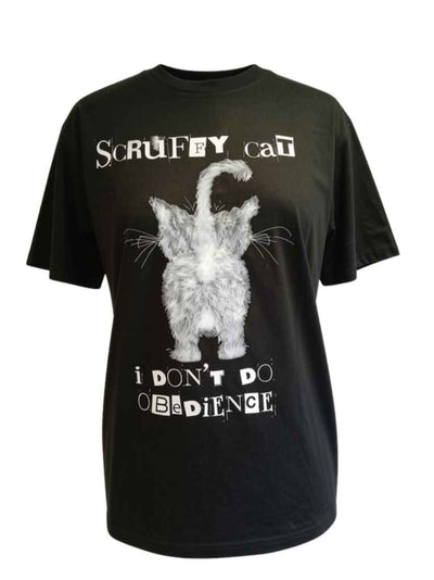 Scruffy Cat Tee - I Don't Do Obedience