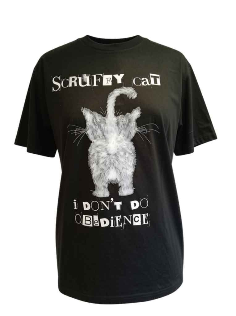 Scruffy Cat Tee - I Don't Do Obedience