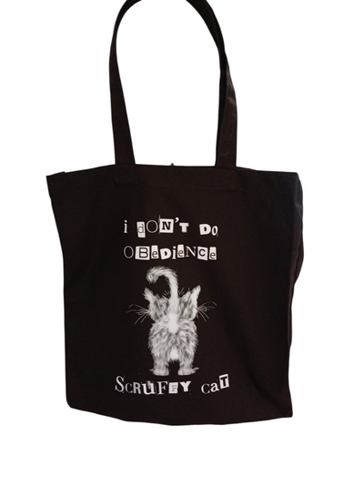 Scruffy Cat Tote - I Don't Do Obedience